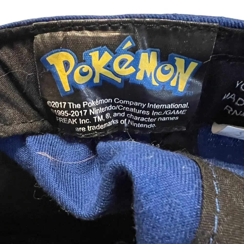 Pokémon Hat Embroidered Pikachu Nintendo Snapback Adjustable Royal Blue Youth OS